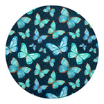 Watercolor Blue Butterfly Pattern Print Round Blanket