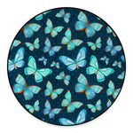 Watercolor Blue Butterfly Pattern Print Round Floor Mat