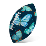 Watercolor Blue Butterfly Pattern Print Rugby Ball
