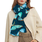 Watercolor Blue Butterfly Pattern Print Scarf