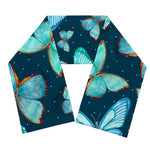 Watercolor Blue Butterfly Pattern Print Scarf