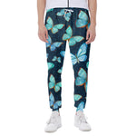 Watercolor Blue Butterfly Pattern Print Scuba Joggers