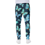 Watercolor Blue Butterfly Pattern Print Scuba Joggers