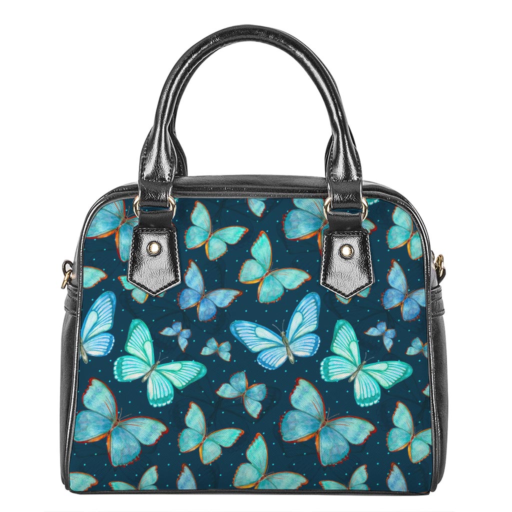 Watercolor Blue Butterfly Pattern Print Shoulder Handbag
