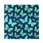 Watercolor Blue Butterfly Pattern Print Silk Bandana