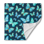 Watercolor Blue Butterfly Pattern Print Silk Bandana