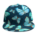 Watercolor Blue Butterfly Pattern Print Snapback Cap