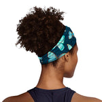 Watercolor Blue Butterfly Pattern Print Sports Headband