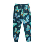 Watercolor Blue Butterfly Pattern Print Sweatpants