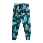 Watercolor Blue Butterfly Pattern Print Sweatpants