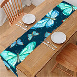 Watercolor Blue Butterfly Pattern Print Table Runner