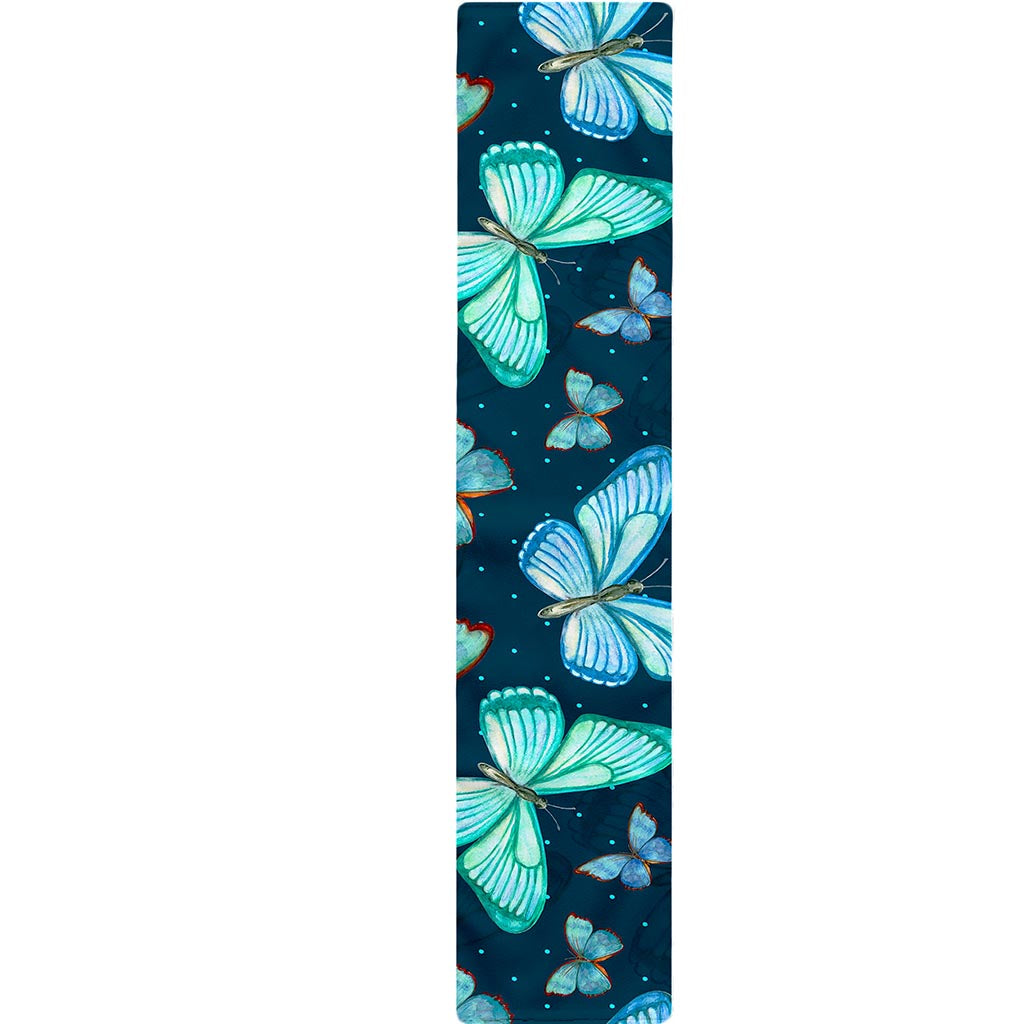 Watercolor Blue Butterfly Pattern Print Table Runner