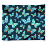 Watercolor Blue Butterfly Pattern Print Tapestry