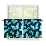 Watercolor Blue Butterfly Pattern Print Tier Curtains