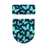Watercolor Blue Butterfly Pattern Print Toilet Lid And Tank Cover Set