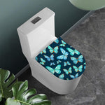 Watercolor Blue Butterfly Pattern Print Toilet Lid Cover