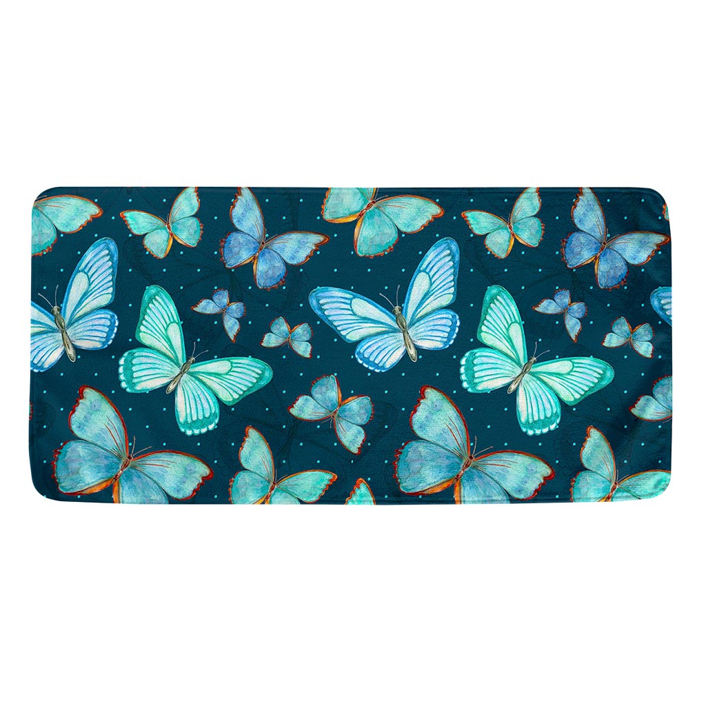 Watercolor Blue Butterfly Pattern Print Towel