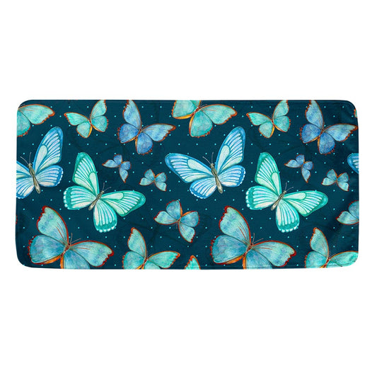 Watercolor Blue Butterfly Pattern Print Towel