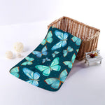 Watercolor Blue Butterfly Pattern Print Towel