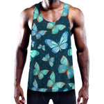 Watercolor Blue Butterfly Pattern Print Training Tank Top