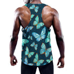 Watercolor Blue Butterfly Pattern Print Training Tank Top