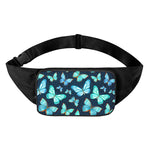 Watercolor Blue Butterfly Pattern Print Waist Bag