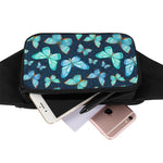 Watercolor Blue Butterfly Pattern Print Waist Bag