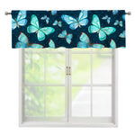 Watercolor Blue Butterfly Pattern Print Window Valance