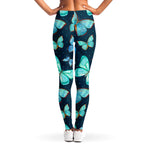 Watercolor Blue Butterfly Pattern Print Women's Leggings