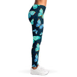 Watercolor Blue Butterfly Pattern Print Women's Leggings