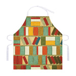 Watercolor Bookshelf Pattern Print Adjustable Apron