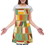 Watercolor Bookshelf Pattern Print Adjustable Apron