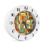 Watercolor Bookshelf Pattern Print Alarm Clock