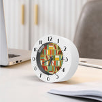 Watercolor Bookshelf Pattern Print Alarm Clock