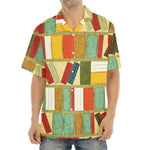 Watercolor Bookshelf Pattern Print Aloha Shirt
