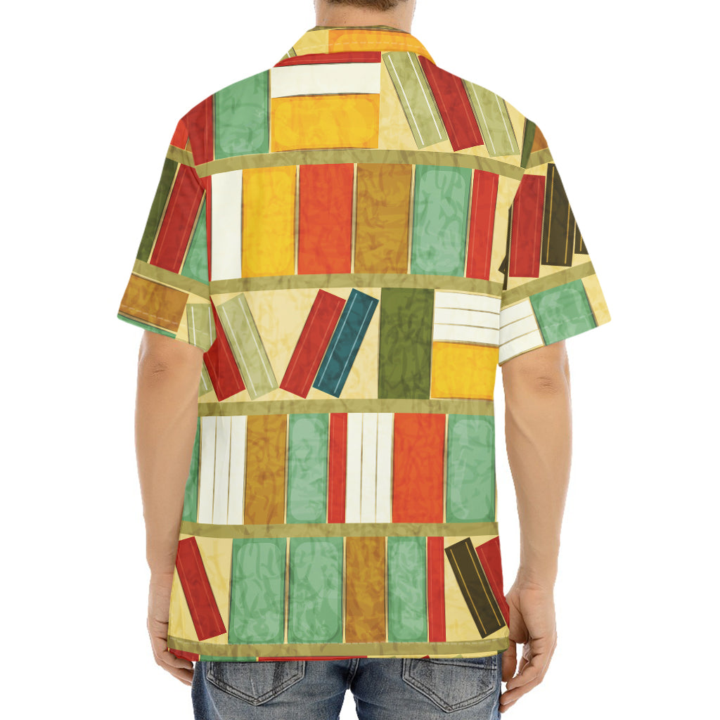 Watercolor Bookshelf Pattern Print Aloha Shirt