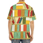 Watercolor Bookshelf Pattern Print Aloha Shirt