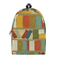 Watercolor Bookshelf Pattern Print School Backpack