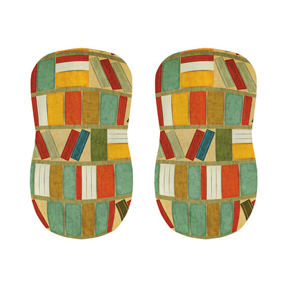 Watercolor Bookshelf Pattern Print Bar Stool Covers