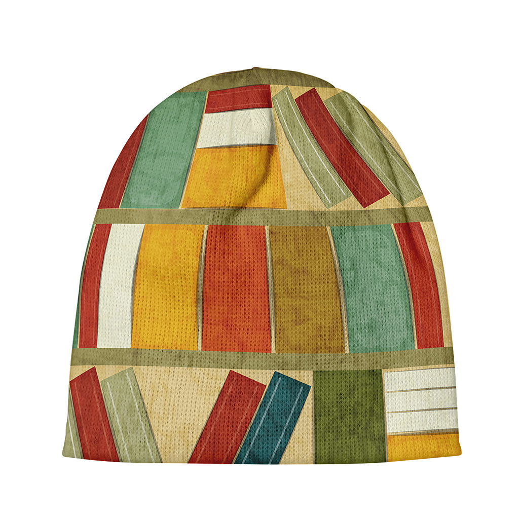 Watercolor Bookshelf Pattern Print Beanie
