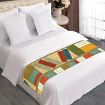 Watercolor Bookshelf Pattern Print Bed Runner