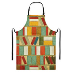 Watercolor Bookshelf Pattern Print Bib Apron With Pocket