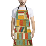Watercolor Bookshelf Pattern Print Bib Apron With Pocket