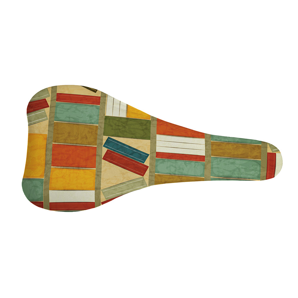Watercolor Bookshelf Pattern Print Bicycle Seat Cover