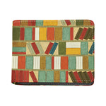 Watercolor Bookshelf Pattern Print Bifold Wallet