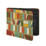 Watercolor Bookshelf Pattern Print Bifold Wallet