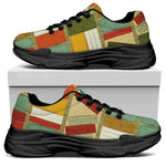 Watercolor Bookshelf Pattern Print Black Chunky Shoes