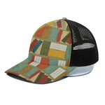 Watercolor Bookshelf Pattern Print Black Mesh Trucker Cap