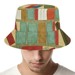 Watercolor Bookshelf Pattern Print Bucket Hat