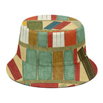 Watercolor Bookshelf Pattern Print Bucket Hat